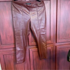 Burgundy Faux Leather Pants